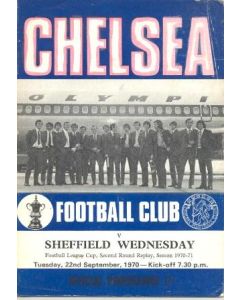 Chelsea v Sheffield Wednesday official programme 22/09/1970 Football League, half price