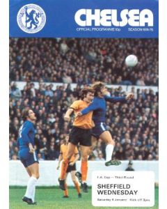 Chelsea v Sheffield Wednesday official programme 04/01/1975