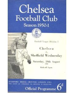 Chelsea v Sheffield Wednesday official programme 19/08/1950