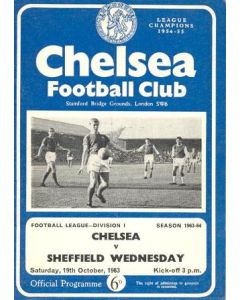 Chelsea v Sheffield Wednesday official programme 19/10/1963