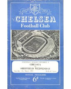Chelsea v Sheffield Wednwsday official programme 21/03/1953