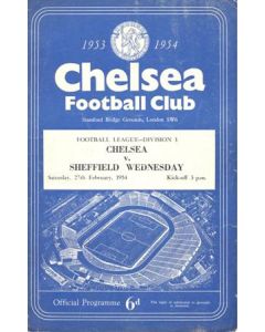 Chelsea v Sheffield Wednesday official programme 27/02/1954 Football League