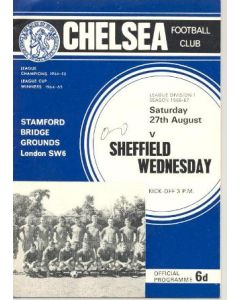 Chelsea v Sheffield Wednesday official programme 27/08/1966