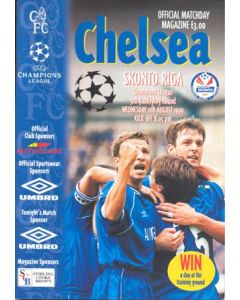 Chelsea v Skonto Riga official programme 11/08/1999 Champions League