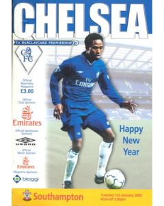 Chelsea v Southampton official programme 01/01/2002 Premier League, half price
