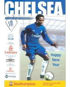 Chelsea v Southampton official programme 01/01/2002 Premier League
