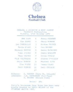 Chelsea v Southampton official programme 02/11/1982 Reserves