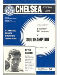 Chelsea v Southampton official programme 07/01/1967 Football League