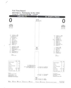 Chelsea v Sparta Prague Full Time Report 26/11/2003