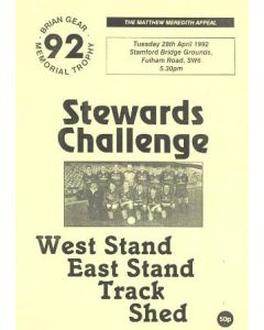 Chelsea Stewards Challenge - West Stand-East Stand-Track-Shed official programme 28/04/1992
