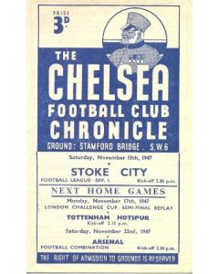 Chelsea v Stoke City official programme 15/11/1947