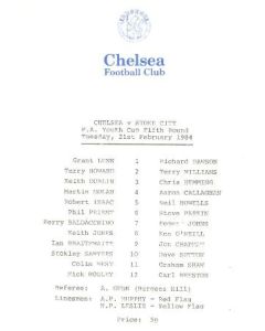 Chelsea v Stoke City official programme 21/02/1984