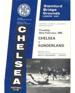 Chelsea v Sunderland official programme 22/02/1966