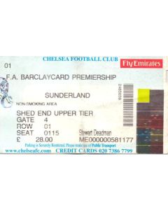 Chelsea v Sunderland ticket Premier League