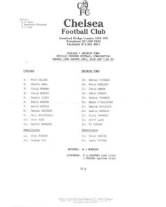 Chelsea v Swindon Town Reserves official teamsheet 16/08/1993 Neville Ovenden Football Combination