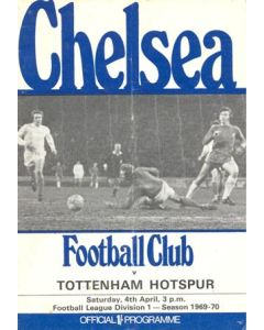 Chelsea v Tottenham Hotspur official programme 04/04/1970 Football League, token missing and hence half price