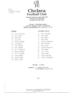 Chelsea v Tottenham Hotspur Reserves official teamsheet 06/09/1993 Neville Ovenden Football Combination
