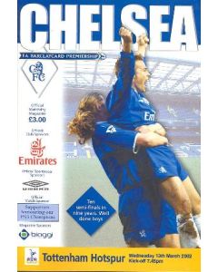 Chelsea v Tottenham Hotspur official programme 13/03/2002 Premier League