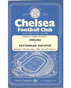Chelsea v Tottenham Hotspur official programme 13/11/1954