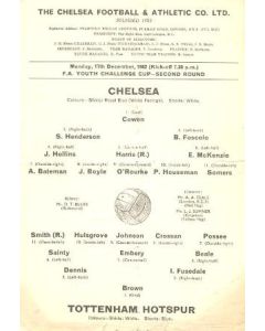 Chelsea v Tottenham Hotspur official programme 17/12/1962