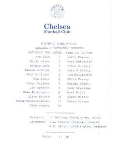 Chelsea v Tottenham Hotspur official programme 18/04/1982 Reserves