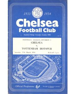 Chelsea v Tottenham Hotspur official programme 27/03/1954