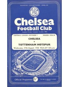 Chelsea v Tottenham Hotspur official programme 27/08/1958