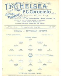 Chelsea v Tottenham Hotspur official programme 28/09/1922