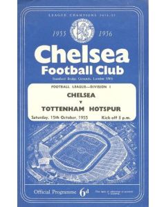 Chelsea v Tottenham Hotspur official programme 15/10/1955