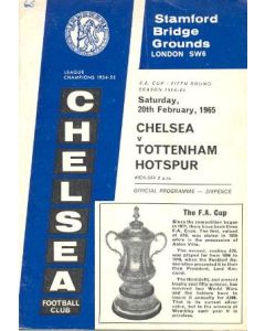 Chelsea v Tottenham Hotspur official programme 20/02/1965