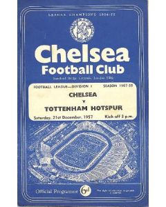 Chelsea v Tottenham Hotspur official programme 21/12/1957 Football League
