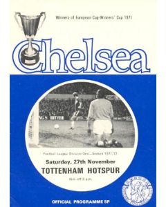 Chelsea v Tottenham Hotspur official programme 27/11/1971 Football League