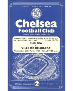 Chelsea v Ville de Belgrade official programme 29/04/1959