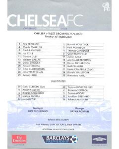 Chelsea v West Bromwich Albion official teamsheet 15/03/2005