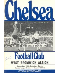 Chelsea v West Bromwich Albion official programme 18/10/1969 Football League, token missing and hence half price