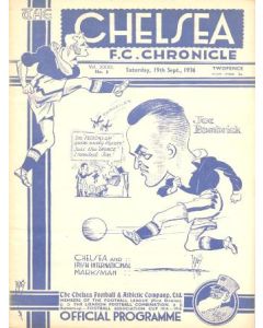Chelsea v West Bromwich Albion official programme 19/09/1936