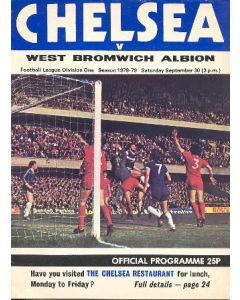 Chelsea v West Bromwich Albion official programme 30/09/1978
