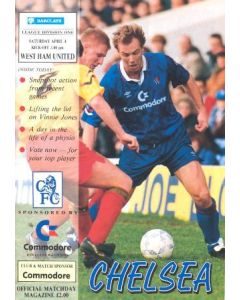 Chelsea v West Ham United official programme 04/04/1992