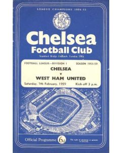 Chelsea v West Ham United official programme 07/02/1959 Football League