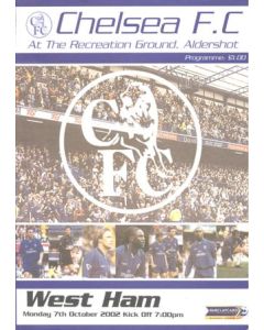 Chelsea v West Ham United official programme 07/10/2002 Premier League, at Aldershot
