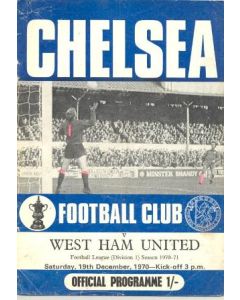 Chelsea v West Ham United official programme 19/12/1970 Football League, half price