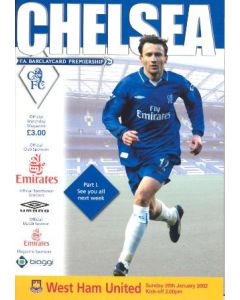 Chelsea v West Ham United official programme 20/01/2002 Premier League