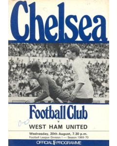 Chelsea v West Ham United official programme 20/08/1969 Football League, token missing and hence half price