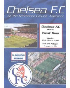 Chelsea v West Ham United official programme 25/03/2002