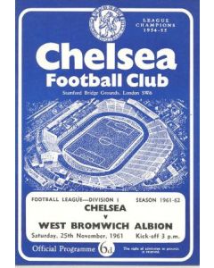 Chelsea v West Bromwich Albion official programme 25/11/1961