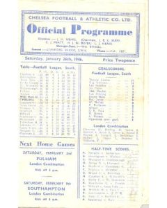 Chelsea v West Ham United official programme 26/01/1946
