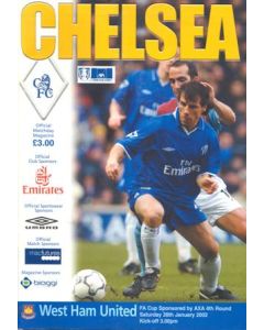Chelsea v West Ham United official programme 26/01/2002 F.A. Cup