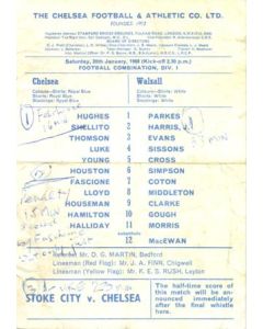 Chelsea v Walsall Reserves official programme 20/01/1968 Football Combination