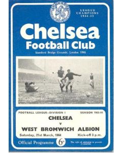 Chelsea v West Bromwich Albion official programme 21/03/1964