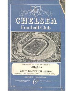 Chelsea v West Bromwich Albion official programme 22/11/1952